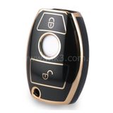 ÖZEN KEYS NANO Yüksek Kalite Mercedes Benz A SERİSİ 2 Buton Siyah GOLD OTO KUMANDA KILIFI