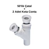 Özeniş Fiba Teknik 50'lik Y Çatal Pvc Pimaş Boru (Kalınlığı 3.2) Atık Su Dublex Pvc Boru 50 mm + 2 Adet Adaptör Conta