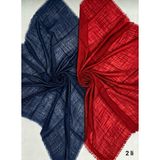 Özense 2'li Flamlı Pamuklu Ince Terletmeyen 4 Mevsim Kullanılabilir 100X100 cm Kırmızı ve Lacivert Renkli Yazma Eşarp - 11-Lacivert - Kırmızı - 100 x 100 cm