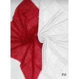 Özense 2'li Flamlı Pamuklu Terletmeyen 4 Mevsim Kullanılabilir 100X100 cm Kırmızı ve Beyaz Renkli Eşarp - Kırmızı - Beyaz - 100 x 100 cm