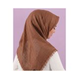 ÖZENSE Flamlı Pamuklu Terletmeyen 4 Mevsim Kullanılabilir 100x100 cm Kahve Renkli Eşarp