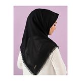 ÖZENSE Flamlı Terletmeyen 4 Mevsim Kullanılabilir Pamuklu Siyah Renkli 100x100 Cm Yazma Eşarp