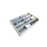 ÖZER KUTU Gözlük Kolye Ucu Küpe Yüzük Servis Tablası Gri (8 BÖLMELİ) 25x35 Cm