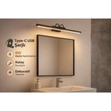 Özer Light 35CM / USB Sarjlı Resim / Tablo / Ayna Üstü / Banyo / Ledli Aplik Flüt 3000K Günışığı Siyah kasa - 3200K GÜN IŞIK