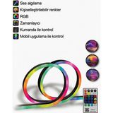 Özer Light Rgb Akıllı Pıxel Neon LED Kumandalı Sese Duyarlı Animasyonlu USB ve App Uyumlu 5 Metre