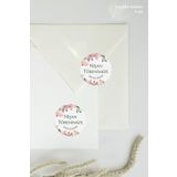 Özer Store 120 Adet Çiçekli Yuvarlak Yapışkanlı Nişan Davetiye ve Hediyelik Etiketi, Sticker 4 cm