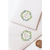 Özer Store Yeşil Çiçekli Düğün Törenimize Bekliyoruz Yazılı Davetiye Zarf Etiketi Sticker