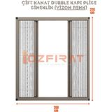 Özfırat Pvc Yapı Plise Pileli Sürgülü Sineklik Dubble [EN200 x Boy 220CM] Akordiyon Kayar Kapı - Sineklik (Pimapen | Ahşap | Çelik | Demir Kapı Sinekliği - Vizon - 200 x 220