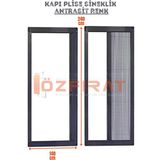 Özfırat Pvc Yapı Plise Pileli Sürgülü Sineklik Dubble[EN140 x Boy 240CM] Akordiyon Kayar Kapı - Sineklik (Pimapen | Ahşap | Çelik | Demir Kapı Sinekliği - Antrasit - 140 x 240 cm