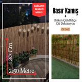 özgazi 120 Cm X 2.50 Metre Hasır Kamış Bahçe Çiti Balkon Çiti Bambu Rulo Çit Gölgelik Dekorasyon