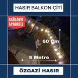 Özgazi 60 Cm x 5 Metre Doğal Kamış Hasır Balkon Çiti Gölgelik Bahçe Çiti Dekorasyon