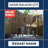 Özgazi 70 Cm x 2,50 Metre Doğal Kamış Çit Hasır Balkon Çiti Bahçe Çiti Dekorasyon