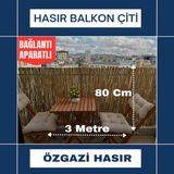 Özgazi 80 Cm x 3 Metre Doğal Kamış Hasır Balkon Çiti Bahçe Çiti Dekorasyon
