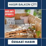 Özgazi 90 Cm x 3 Metre Kamış Hasır Balkon Çiti Gölgelik Bahçe Çiti Dekorasyon