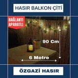 Özgazi 90 Cm X 6 Metre Hasır Kamış Bambu Çit Bahçe Çiti Balkon Çiti Gölgelik Dekorasyon
