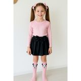 Özge Başaran 3'lü Takım Deri Etek, Pembe Badi ve Diz Altı Çorap Takımı - 12 -18 Ay