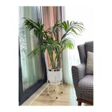 Özge design Metal Saksı Ayaklı Çiçeklik Dekoratif Beyaz Saksı Vazo Saksılık 50x30cm