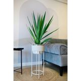 Özge design Metal Saksı Ayaklı Çiçeklik Dekoratif Beyaz Saksı Vazo Saksılık 62x26