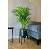 Özge design Metal Saksı Ayaklı Çiçeklik Dekoratif Siyah Gold Detay Saksılık Vazo 50x30
