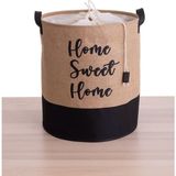 Özge Home Altı Deri Jüt Kumaş Çamaşır Sepeti 50 Lt Hacim