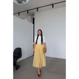 Özge Özgenç Puantiyeli Tül Etek - Sarı - M