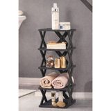 Özgen Mg Concept 5 Katlı Çok Amaçlı Plastik Raf Organizer – Banyo Mutfak Salon Rafı – Ayakkabılık Düzenleyici 66 cm - Siyah