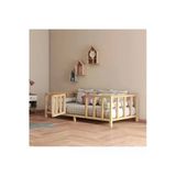 Özgök Tarım Kapılı Unisex Montessori Bebek Ve Çocuk Karyolası Doğal Ahşap Yatak 120X200
