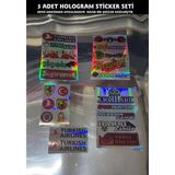 Özgül Reklam Hologram Sticker Seti 21 Parça 5 Takım / Araç Hologram Sticker / Bisiklet Sticker / Motor Sticker - Çok Renkli - Tek Ebat