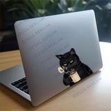Özgül Reklam Kahve Içen Kedi Sticker Araba Sticker / Motor Sticker / Laptop Sticker - Siyah - Tek Ebat