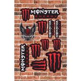 Özgül Reklam Monster Ekipman Kask Motorsiklet Grenaj Oto Bisiklet Sticker Seti - Çok Renkli - Tek Ebat