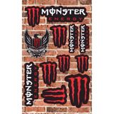 Özgül Reklam Monster Ekipman Kask Motorsiklet Grenaj Oto Bisiklet Sticker Seti - Kırmızı - Tek Ebat