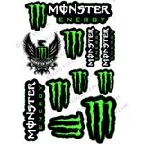 Özgül Reklam Monster Ekipman Kask Motorsiklet Grenaj Oto Bisiklet Sticker Seti - Yeşil - Tek Ebat