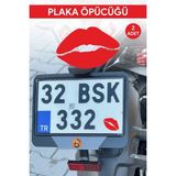 Özgül Reklam Plaka Öpücük Sticker Etiket Motor Araba 2 Adet - Kırmızı - Tek Ebat