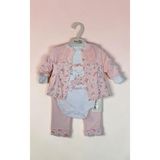 Özgün Baby Babyim Çiçekli Hırka & Baskılı Zıbın ve Pantolondan Oluşan 3 Lü Bebek Body & Zıbın Takımı