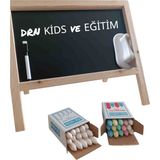 ÖZGÜN Küçük Boy Çift Taraflı Yazı Tahtası 15 Adet Renkli ve Beyaz Tebeşir ile Eğlenceli Öğrenme