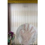 Özgün Perde (12291) Dantel Belinda Baklava Desenli (1/3 Sık Pile) Ekru Tül Perde Ekru 180 x 270
