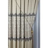 Özgün Perde (15397) Özgün Perde Şık Desenli Pano Fon Perde (Tek Kanat) Krem 90 x 270