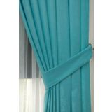 Özgün Perde (16048) Soft Kumaş Fon Perde Sık Pileli Turkuaz Perde Turkuaz 130 x 270