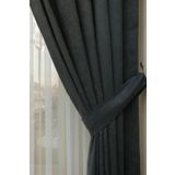 Özgün Perde (2951) Soft Kumaş Fon Perde Sık Pileli Antrasit Perde Antrasit 130 x 250