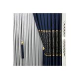 Özgün Perde (764) Şık Desenli Pano Fon Perde (Tek Kanat) Lacivert 100 x 255