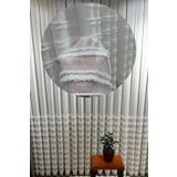 Özgün Perde (9808) İskandinav Ponpon Tül Perde Sık Pileli Keten Kumaş, Ağır Gramaj, Kurşun Etekli | Zarif ve Modern Ekru 380 x 230