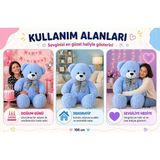 Özgüner Oyuncak 100 cm Dev Pelüş Ayı, Papyonlu ve Sarılmalık, Yumuşak ve Sevimli Büyük Boy, Sevgiliye Hediye - Çok Renkli