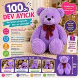 Özgüner Oyuncak 100 cm Dev Pelüş Ayı, Papyonlu ve Sevimli Büyük Boy Ayıcık, Yumuşak Sarılmalık Peluş, Sevgiliye Hediye - Çok Renkli