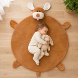 Özgüner Oyuncak 120 cm Yuvarlak Oyun Matı – Yumuşak Peluş Çocuk Oyun Halısı – Bebek ve Çocuk Odası İçin Konforlu Zemin Matı (kahverengi-köpek)