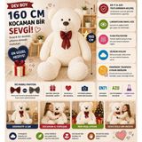 Özgüner Oyuncak 160 cm Dev Pelüş Ayı, Papyonlu ve Sevimli Büyük Boy Ayıcık, Yumuşak Sarılmalık Peluş, Sevgiliye Hediye - Çok Renkli