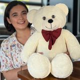 Özgüner Oyuncak 80 cm Büyük Peluş Ayıcık – Papyonlu, Ultra Yumuşak Hediye Seçeneği, (krem)