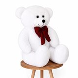 Özgüner Oyuncak 80 cm Dev Pelüş Ayı, Papyonlu, Yumuşak ve Sevimli Büyük Boy Oyuncak, Sarılmalık, Sevgiliye Hediye (Beyaz)