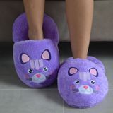 Özgüner Oyuncak Ayak ısıtıcısı,Pelüş Panduf,Pelüş Terlik,Ofis Pandufu (BaskılıTerlikLila, Oversize)