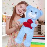 Özgüner Oyuncak Ayıcı Oyuncak 50 cm Kalpli Peluş Sevimli Ayıcık - 01-Mavi