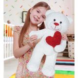Özgüner Oyuncak Ayıcı Oyuncak 50 cm Kalpli Peluş Sevimli Ayıcık - 010 - Beyaz